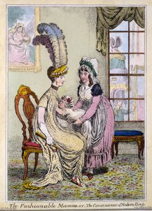 时尚妈妈，或现代服饰的便利，酒吧。 1796年的伦敦（手工彩色雕刻）